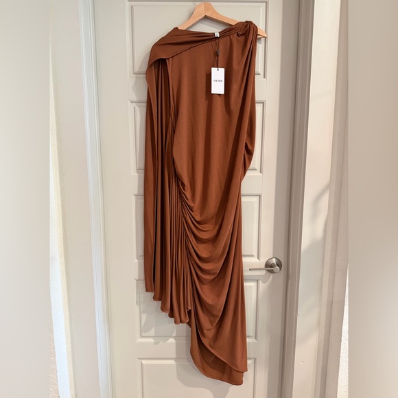 Reiss Kyra Cape Sleeve Jersey Dress Brown Size 10 - Picture 4 of 8